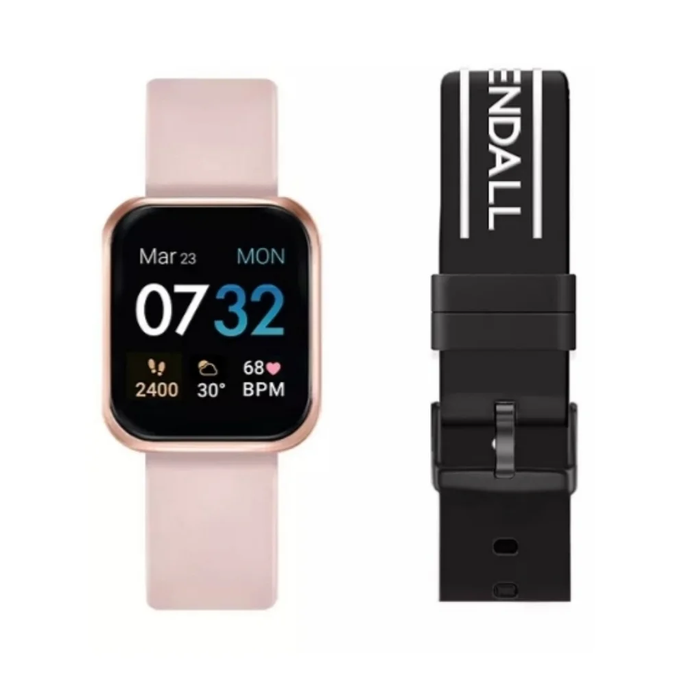 NEW Kendall + Kylie Women Smart Watch Set Rose Gold Blush Black Logo Straps 36mm